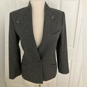 VTG BASILE Italy Women's Charcoal Gray Wool Blazer One Button Close Sz 40/US 8